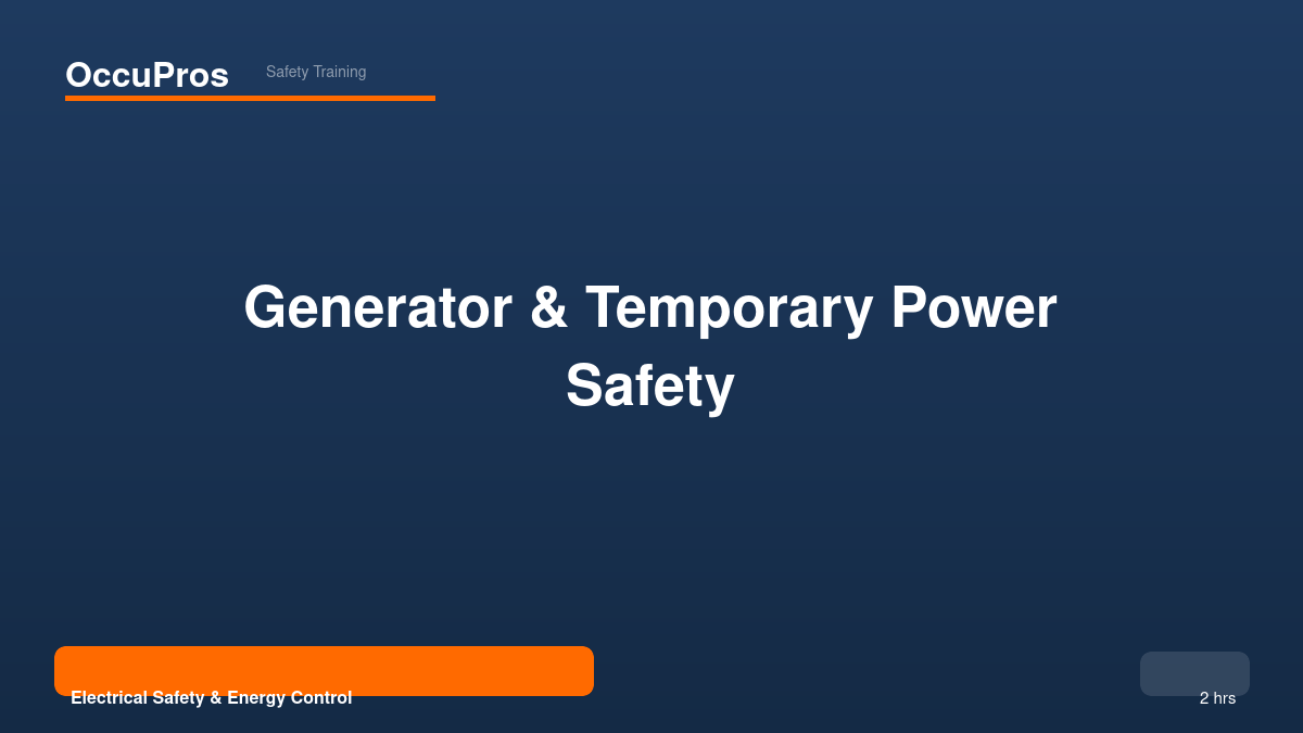 Generator & Temporary Power Safety — Course Image