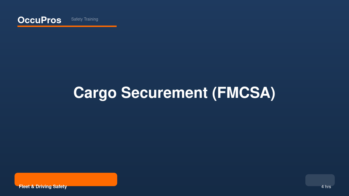 Cargo Securement (FMCSA)