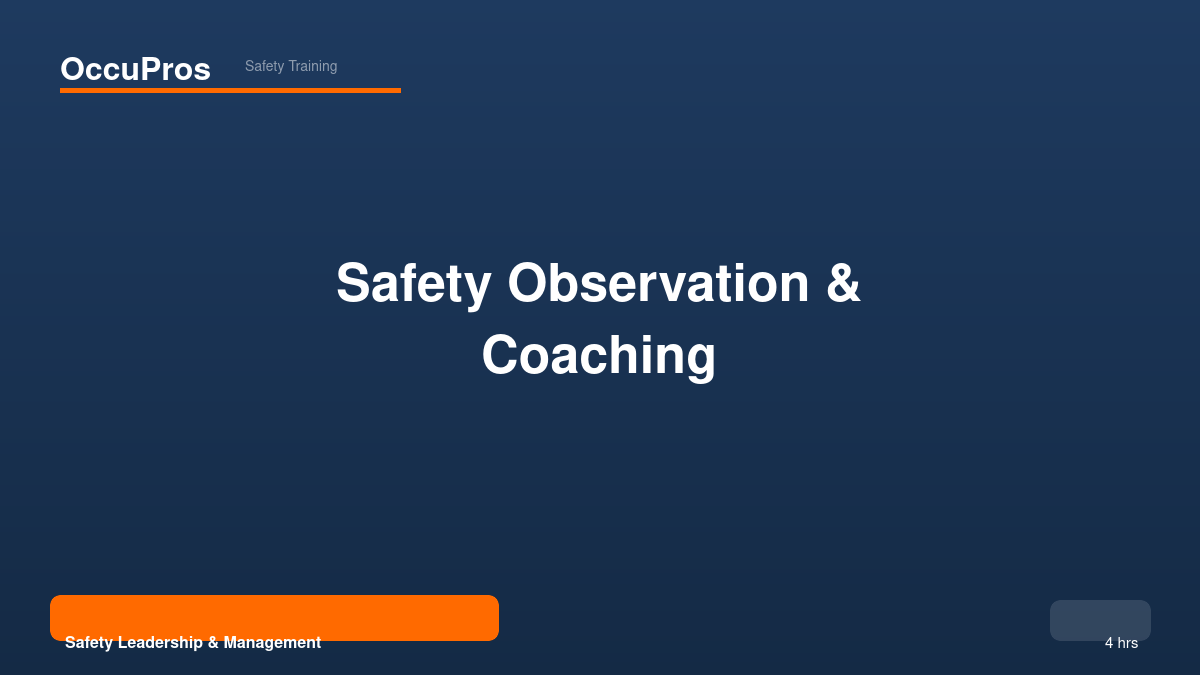 Safety Observation & Coaching